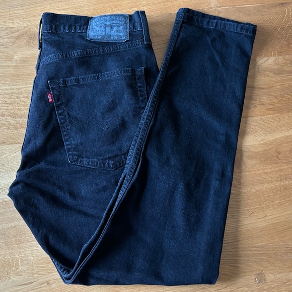 Levi's 512 Slim Taper Jeans Black Denim Stretch Men's 36x32 (actual 31" inseam) - Picture 3 of 9